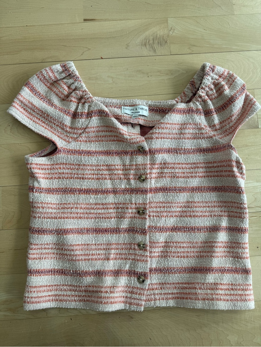Madewell Pink and Cream Striped Button-Front Top